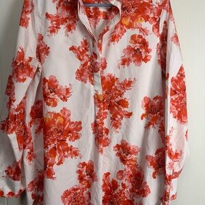 Land’s End women’s Floral Red & White blouse size 12
